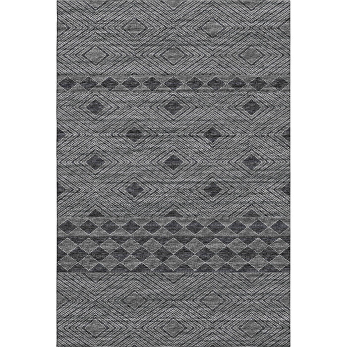 10' X 14' Geometric Washable Area Rug With UV Protection (644772) - Gray / Black