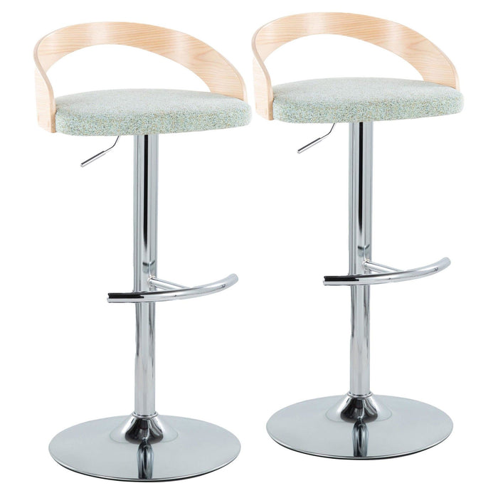 Grotto - Adjustable Barstool - Chrome Metal, Natural Wood
