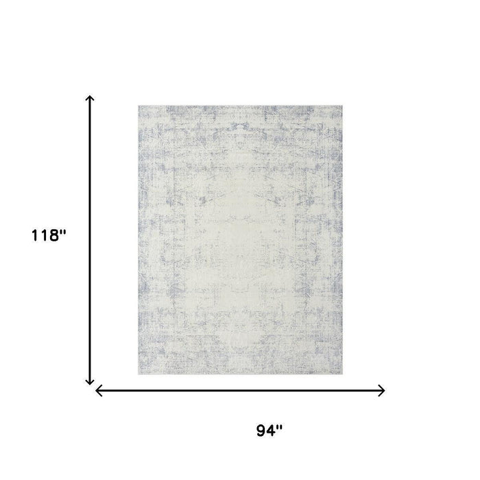 8' X 10' Abstract Washable Non Skid Area Rug (534018) - Blue / Gray
