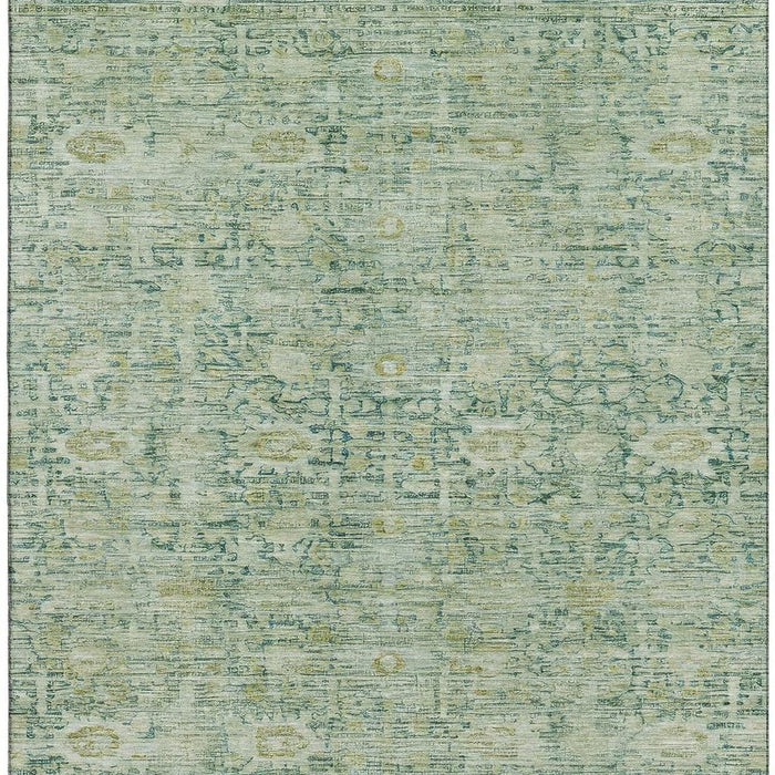 10' X 14' Oriental Washable Area Rug With UV Protection (700967) - Artichoke Green / Teal