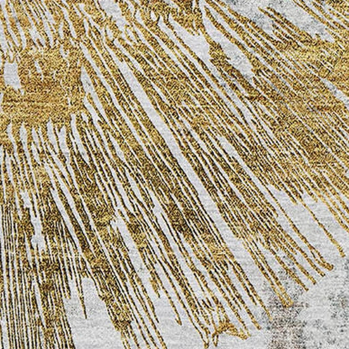 9' X 12' Abstract Washable Area Rug With UV Protection - Gold / Gray