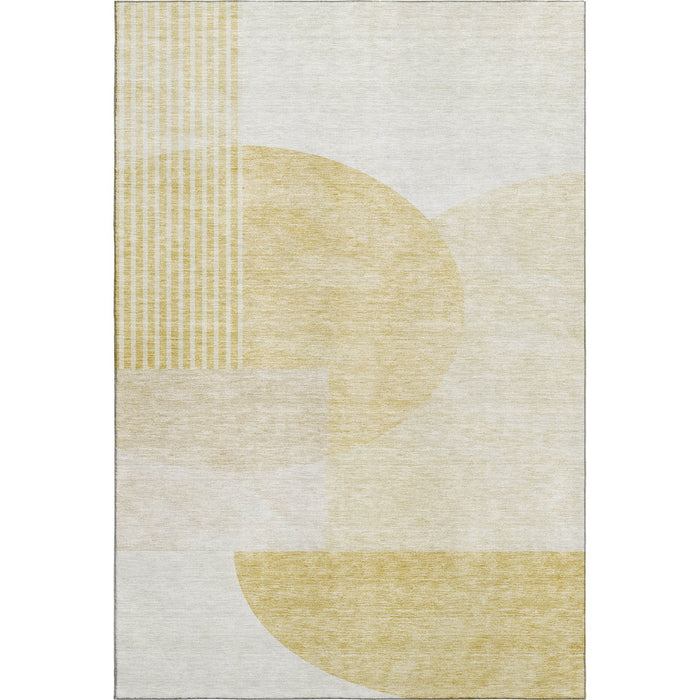 10' X 14' Geometric Washable Area Rug With UV Protection (655842) - Gold / Ivory