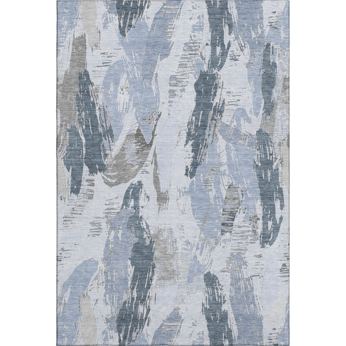 10' X 14' Abstract Washable Area Rug With UV Protection (694664) - Sky Blue / Gray / Ivory