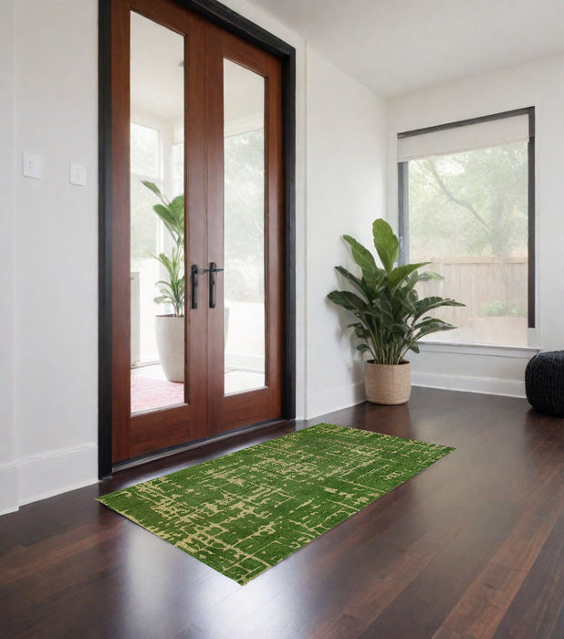 3' x 5' Abstract Non Skid Area Rug - Green