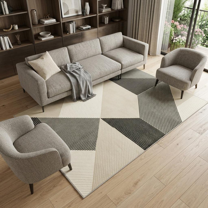 8' X 11' Geometric Area Rug (576136) - Ivory / Black