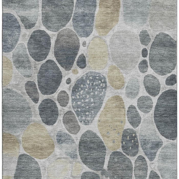 10' X 14' Geometric Washable Area Rug With UV Protection (710370) - Pewter / Beige / Gray