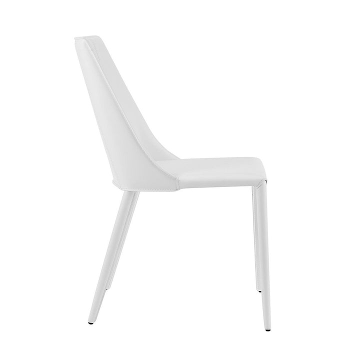 Upholstered Leather Dining Side Chair - White