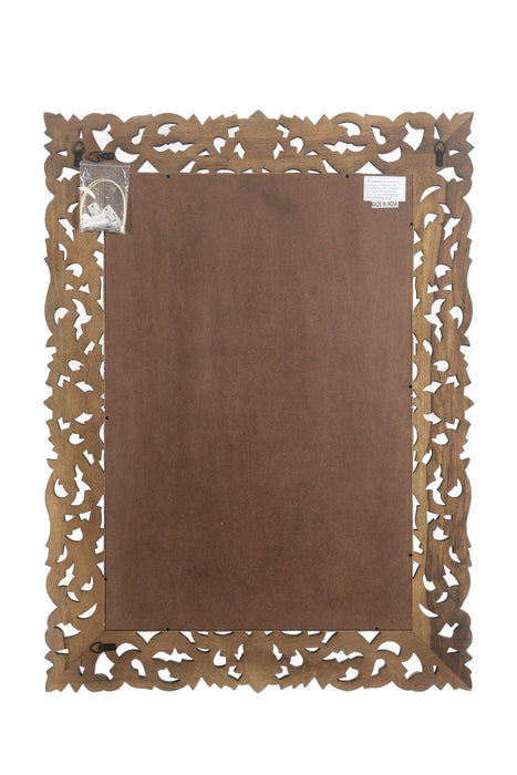 47" Floral Carved Solid Framed Accent Mirror - Black