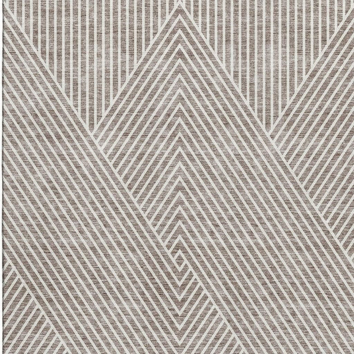 10' X 14' Geometric Washable Area Rug With UV Protection (674670) - Taupe / Ivory