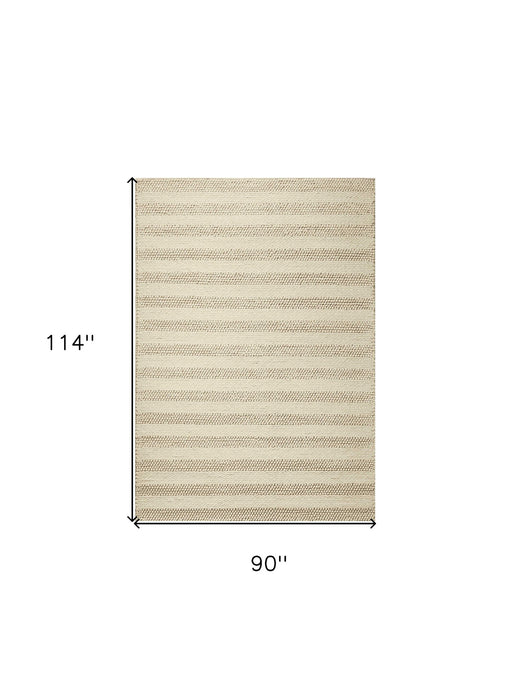 8' x 10' Hand Woven Knobby Cornish Stripe Indoor Area Rug - White Ivory