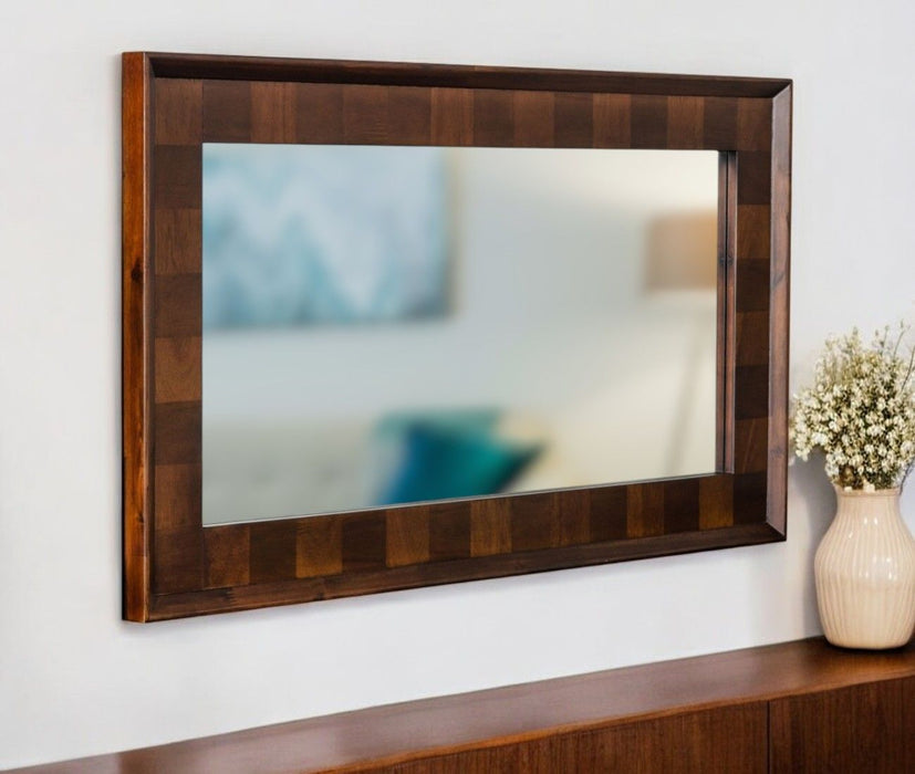 32" Solid Framed Accent Mirror - Dark Brown