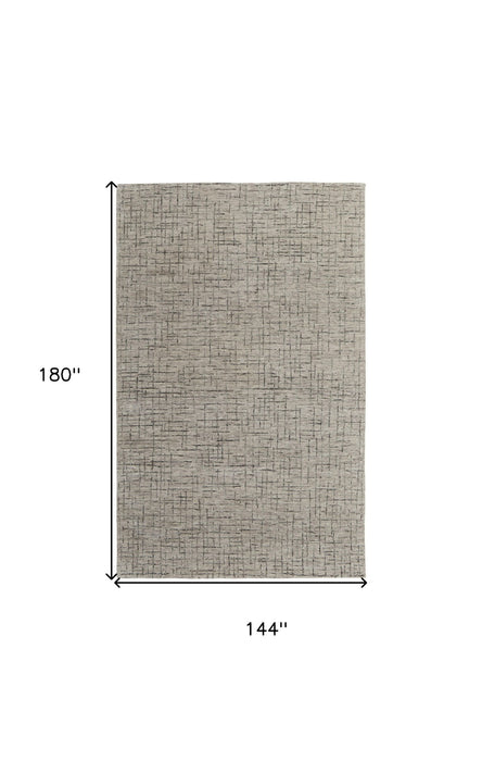 12' X 15' Wool Hand Tufted Distressed Area Rug - Ivory And Gray