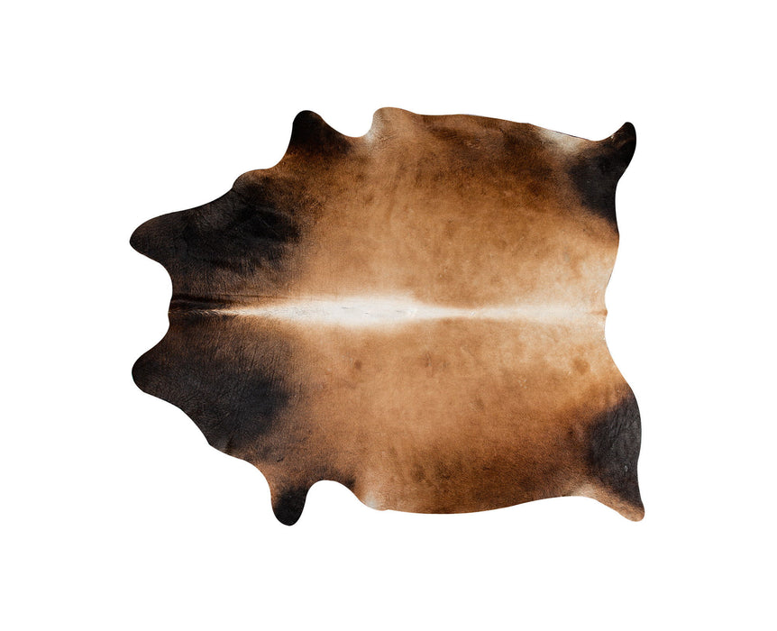 5' x 7' Genuine Cowhide Hand Knotted Area Rug - Dark Brown And Tan