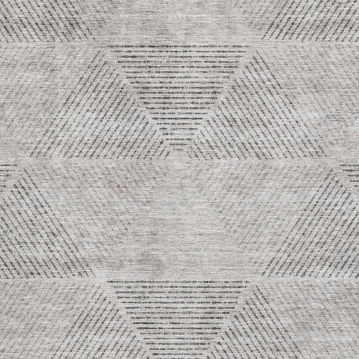 8' X 10' Geometric Washable Area Rug With UV Protection - Taupe And Ivory