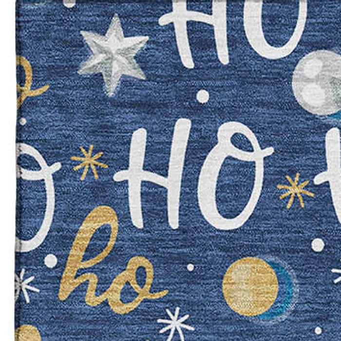 10' X 14' Polka Dot Washable Area Rug With UV Protection (701659) - Navy Blue / White / Gold
