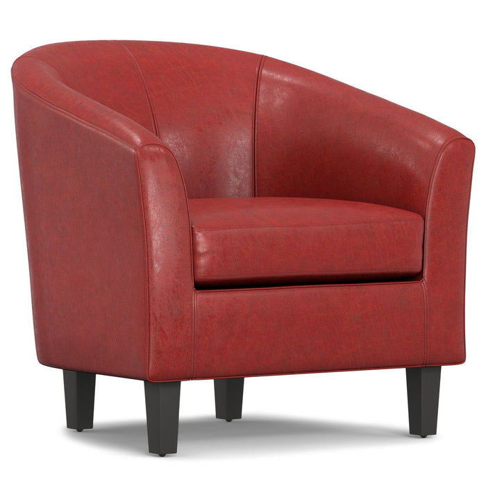 Leather Arm Chair - Red / Dark Brown