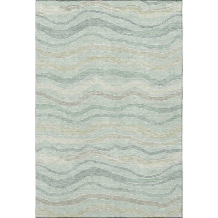 10' X 14' Striped Washable Area Rug With UV Protection (694586) - Sage / Taupe / Ivory