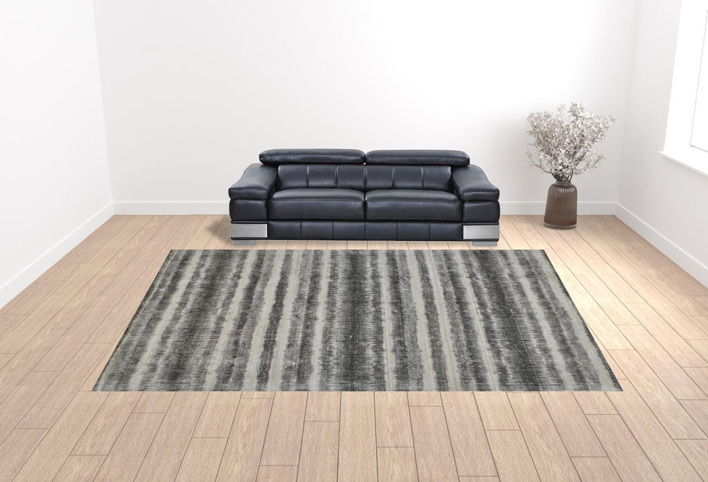 12' x 15' Abstract Hand Woven Area Rug - Gray Ivory And Black