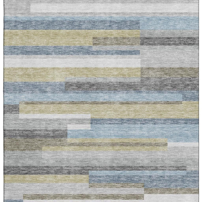 10' X 14' Striped Washable Area Rug With UV Protection - Gray