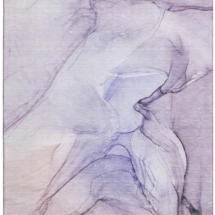 10' X 14' Abstract Washable Area Rug With UV Protection (646650) - Purple / Ivory