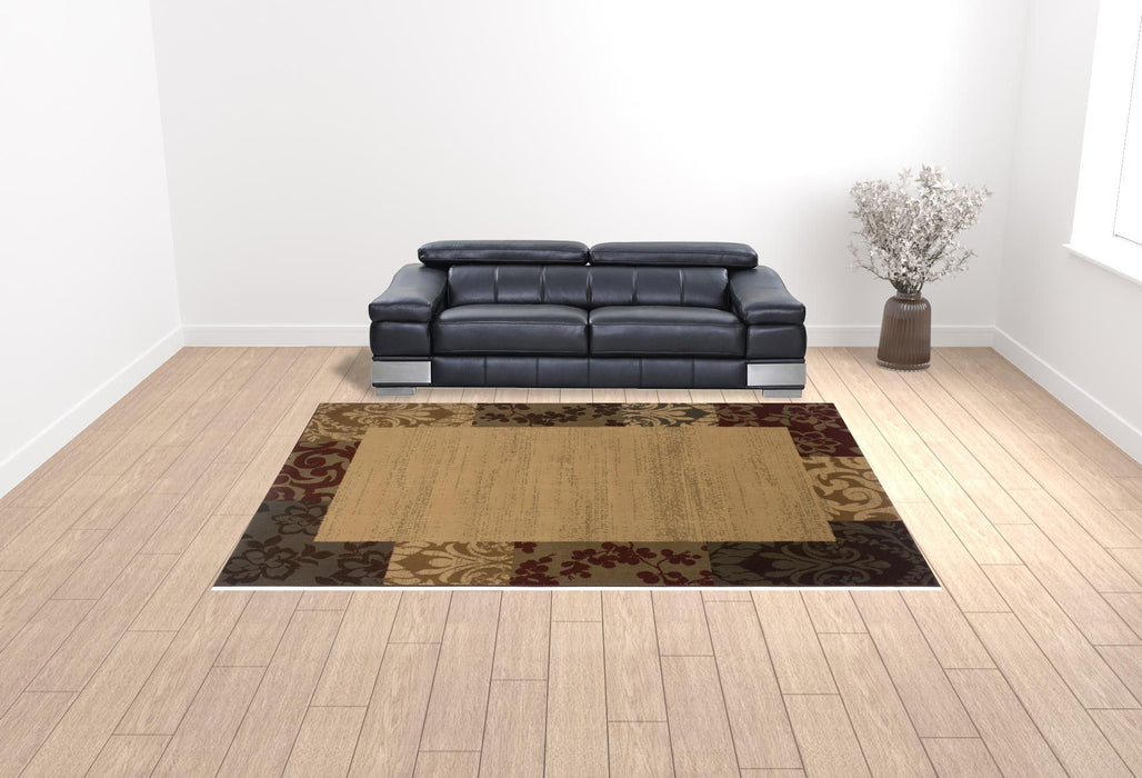 10' x 13' Abstract Power Loom Stain Resistant Area Rug - Beige Red Green Gold And Gray
