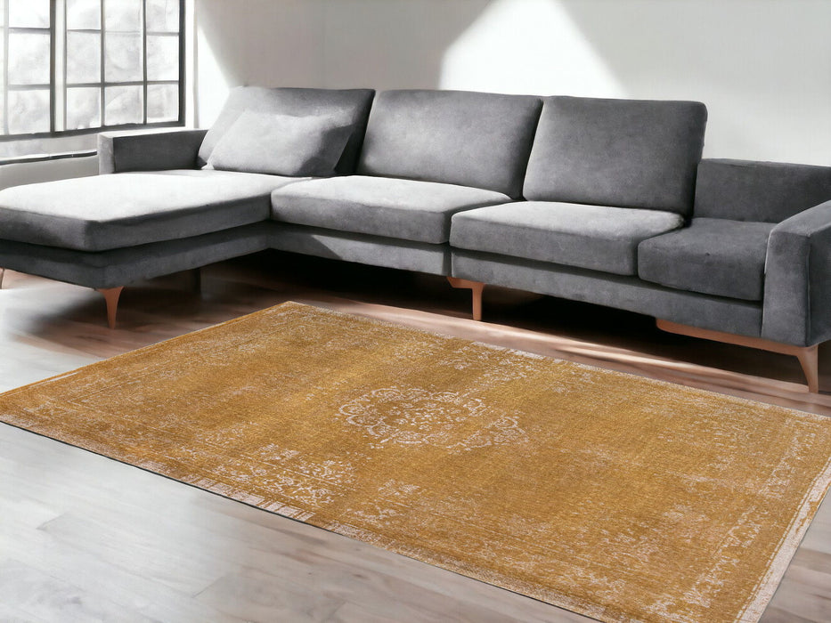 8' x 11' Medallion Non Skid Area Rug - Orange And White