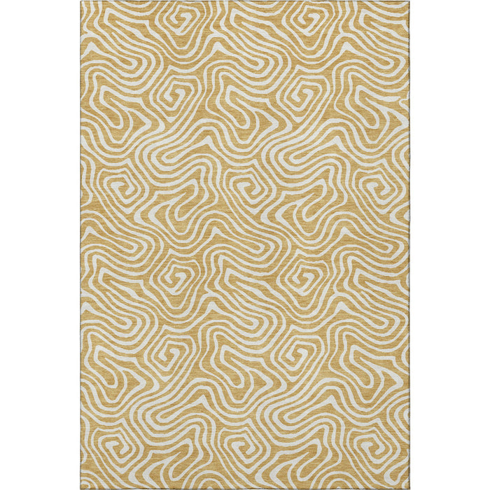 10' X 14' Abstract Washable Area Rug With UV Protection (680867) - Gold / Ivory