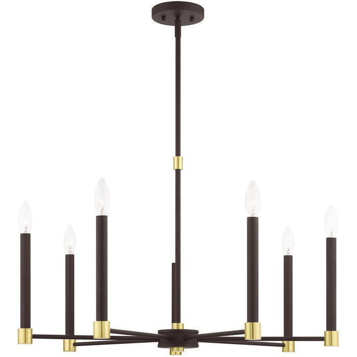 Seven Light Dimmable Chandelier With Shades - Bronze