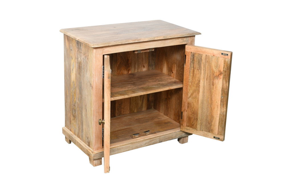 28" Distressed Solid Wood Nightstand With Storage - Natural