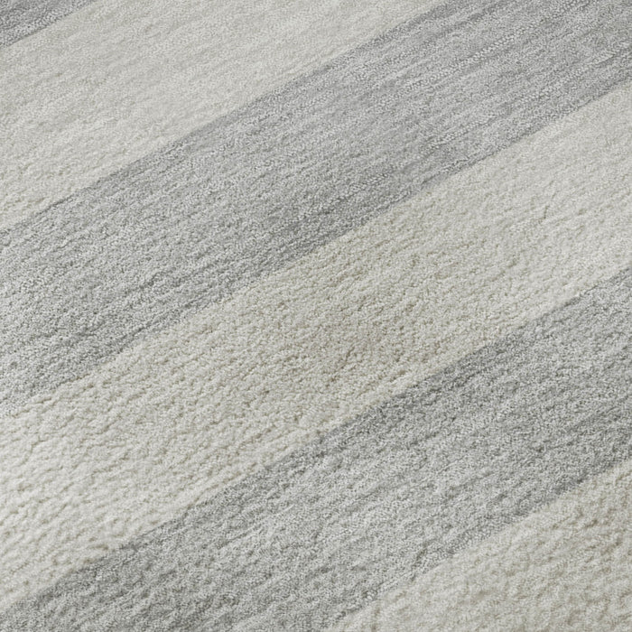 8' X 10' Striped Washable Area Rug With UV Protection (647762) - Pewter / Gray