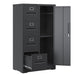 Giga metal vertical filing cabinet with 4 drawers and lock, steel construction, suitable for school or office storage.