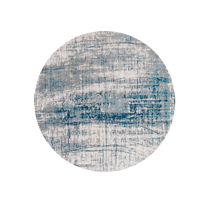 7' x 7' Modern Round Abstract Non Skid Area Rug - Blue And Gray