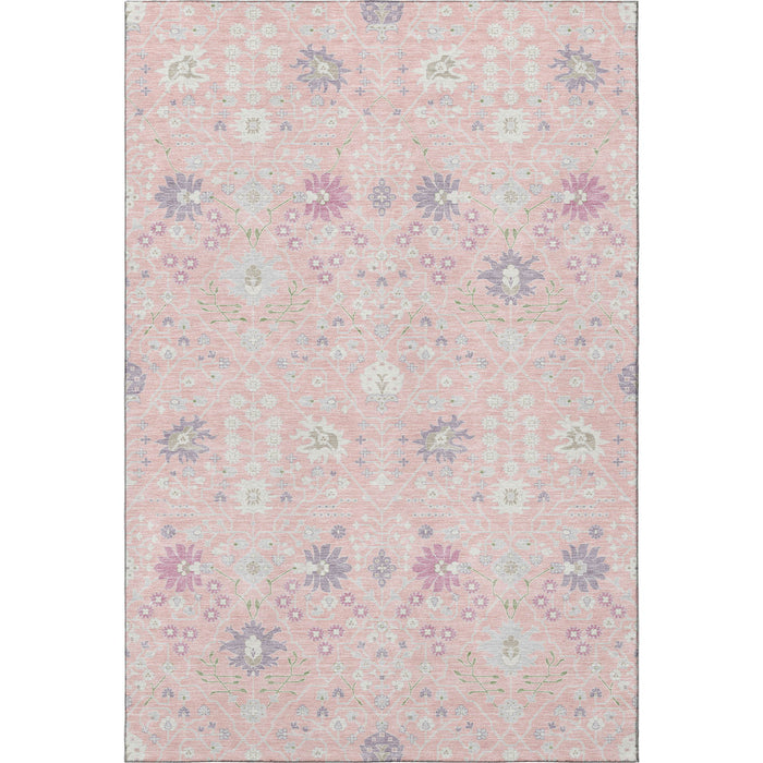 10' X 14' Oriental Washable Area Rug With UV Protection (679228) - Pink / Silver / Lavender