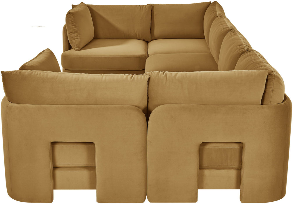 Meridian Furniture Hammond velvet upholstery 6-piece U-shaped sectional sofa with plush cushions and modern design.