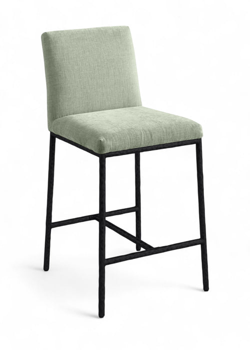 Reeves - Chenille Fabric Upholstered Counter Stool (Set of 2) - Black Base