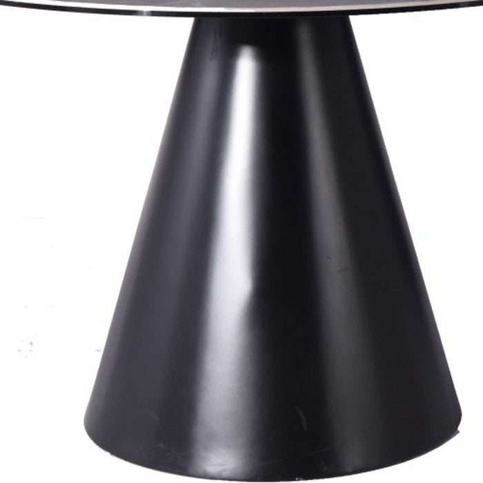 47" Rounded Stone And Iron Pedestal Base Dining Table - Gray