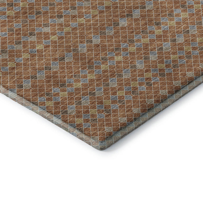 10' X 14' Striped Washable Area Rug With UV Protection (693558) - Rust / Blue / Gold
