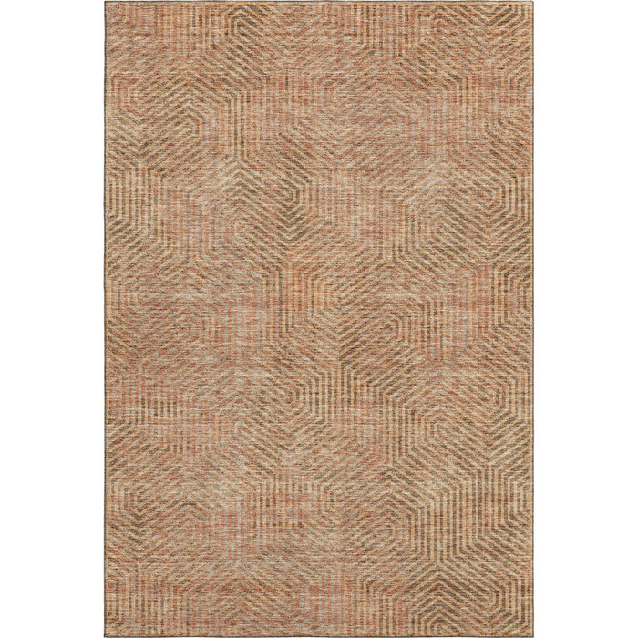 10' X 14' Geometric Washable Area Rug With UV Protection (672482) - Copper / Beige