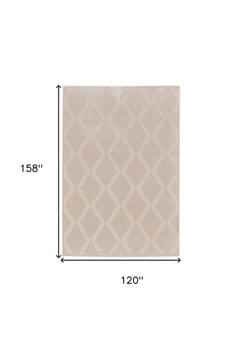 10' x 13' Geometric Stain Resistant Area Rug - Ivory And Tan