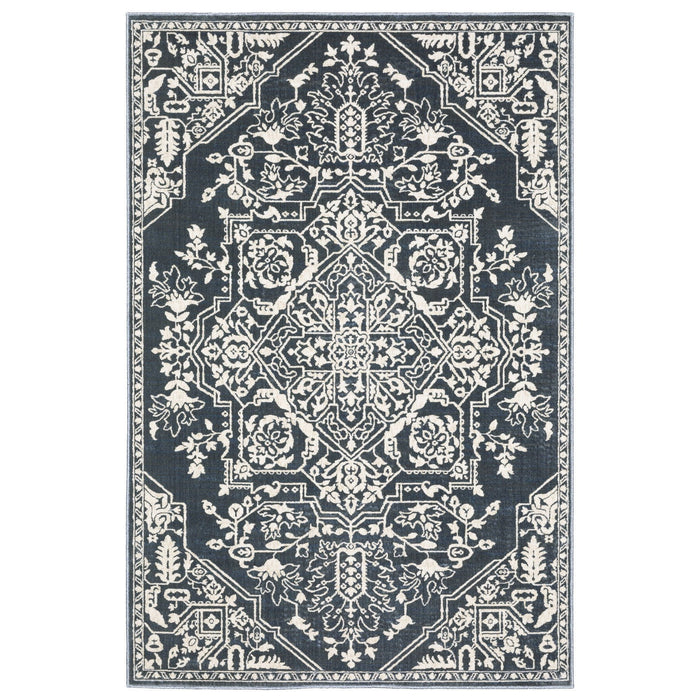 10' X 13' Oriental Area Rug - Blue / Ivory