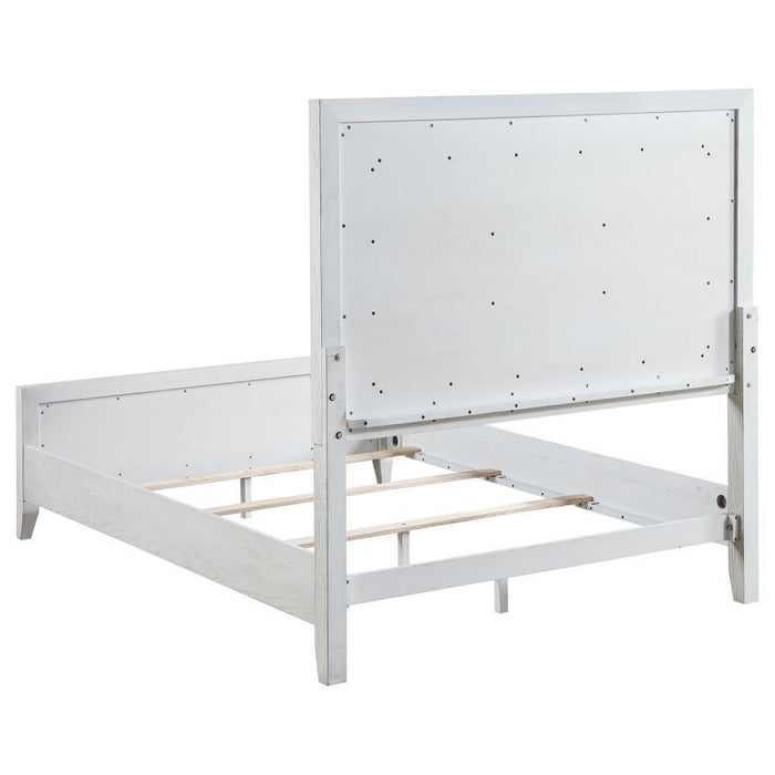 Marielle - California King Headboard Panel Bed - Distressed White
