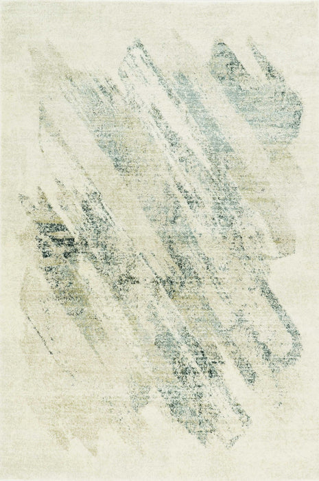 9' x 13' Machine Woven Abstract Brushstroke Indoor Area Rug - Ivory Gray