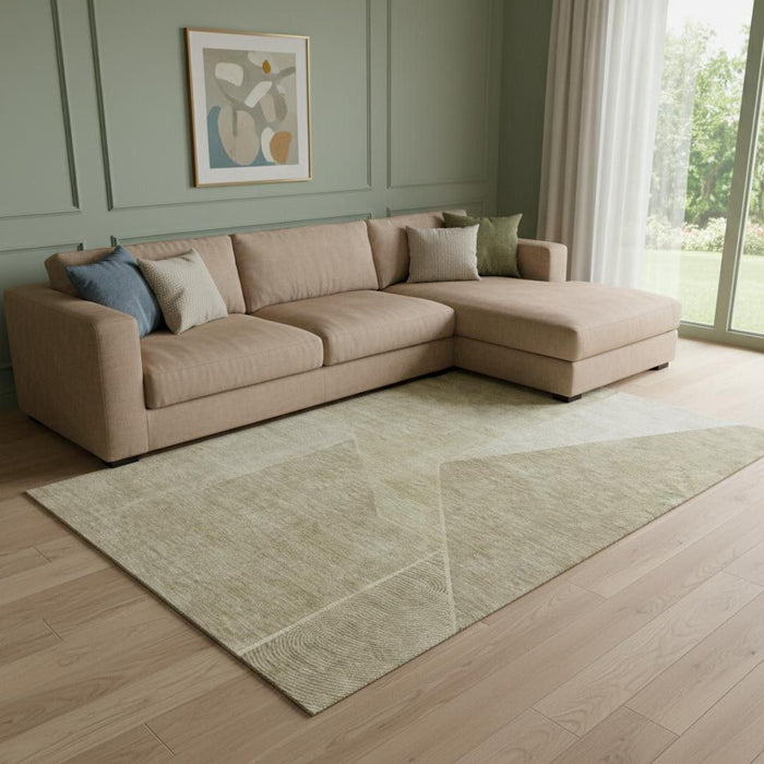 9' X 12' Geometric Washable Area Rug With UV Protection (653730) - Beige / Ivory