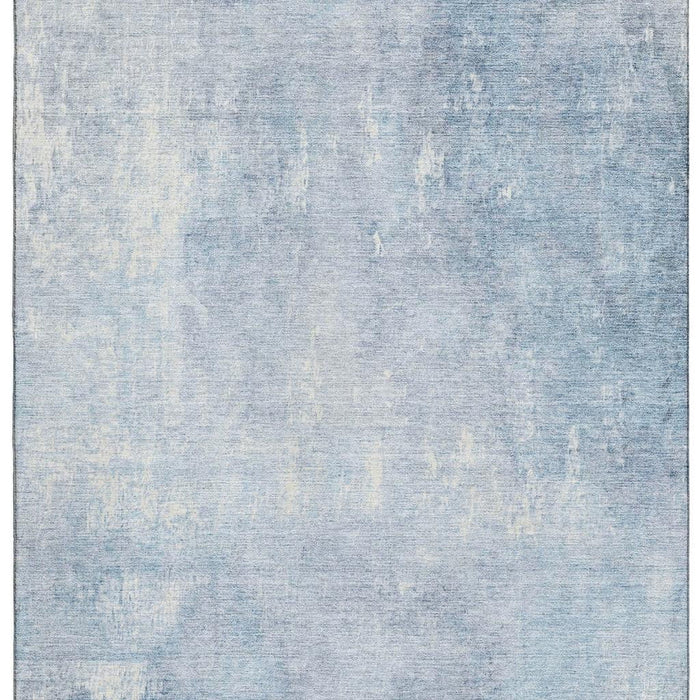 10' X 14' Abstract Washable Area Rug With UV Protection (705809) - Sky Blue / Ivory
