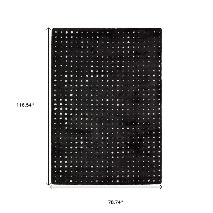 7' X 10' Geometric Area Rug - Black And Ivory