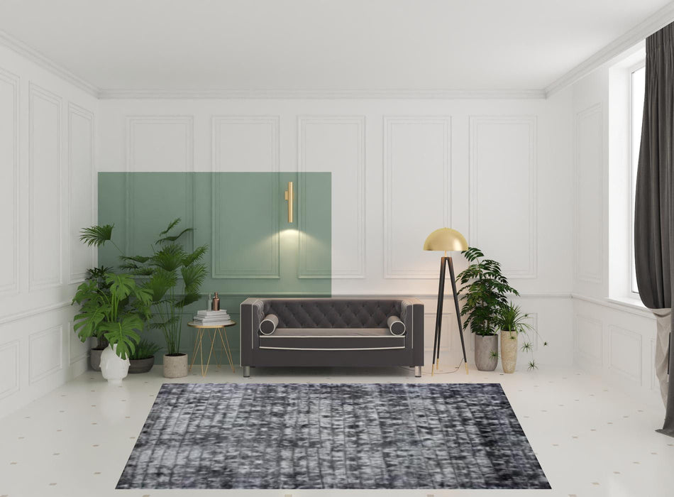 8' x 11' Striped Hand Loomed Area Rug - Silver And Charcoal