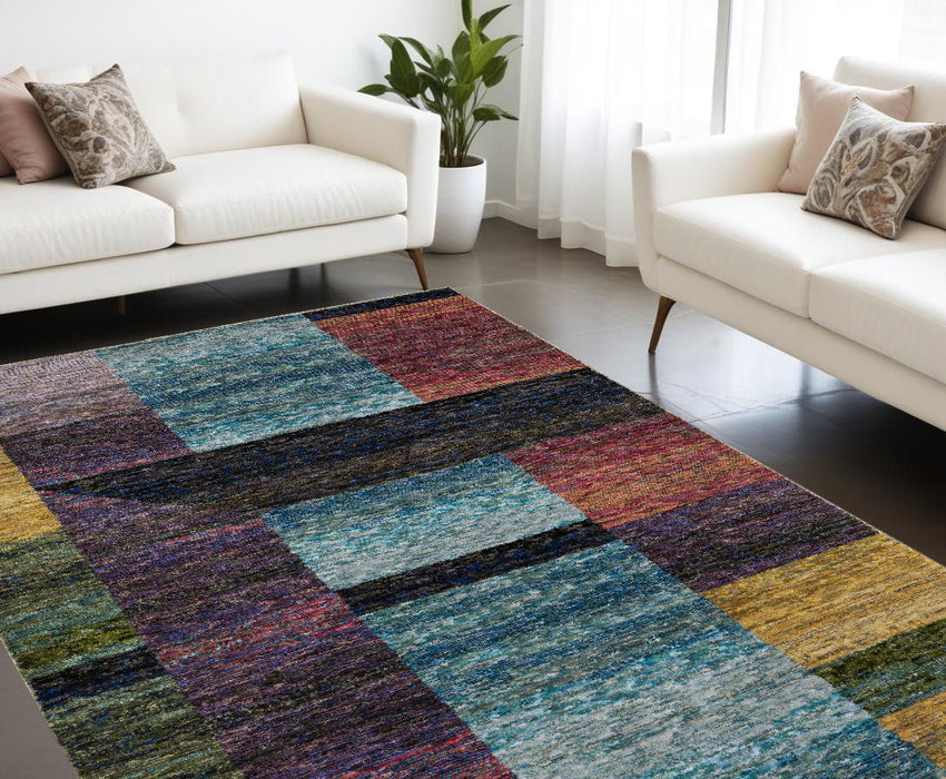 9' x 12' Geometric Power Loom Area Rug - Purple And Red