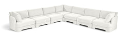 Meridian Furniture Hammond velvet performance fabric 7-piece corner sectional with plush upholstery and modern design.