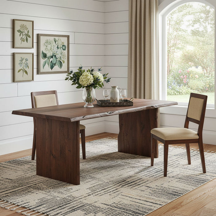 96" Solid Wood Live Edge Sled Base Dining Table - Brown