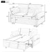 Giga pull-out sleep sofa bed loveseat with adjustable backrest, storage pockets, two pillows, and USB ports in a modern living room setting.